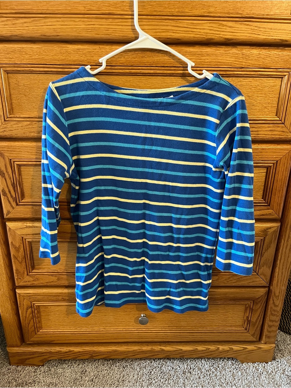 L.L. Bean Blue and White Striped Long Sleeve Tee